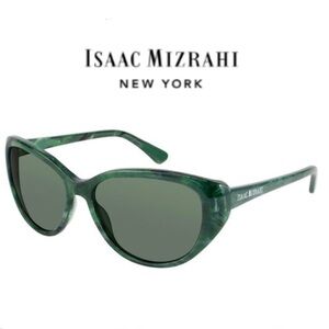 Isaac Mizrahi New York 30204 Green Cat Eye Saddle Bridge Full Frame Sunglasses